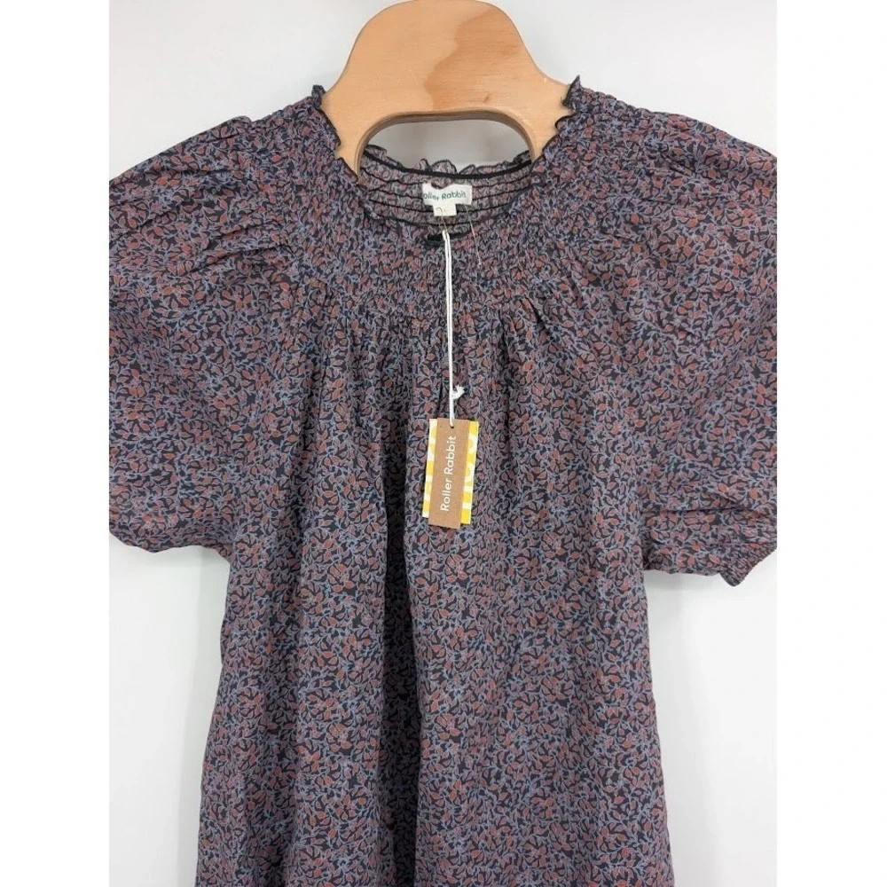 Roller Rabbit‎ NWT Women's Natal Ainsley Dress Floral Puff Sleeve sz L